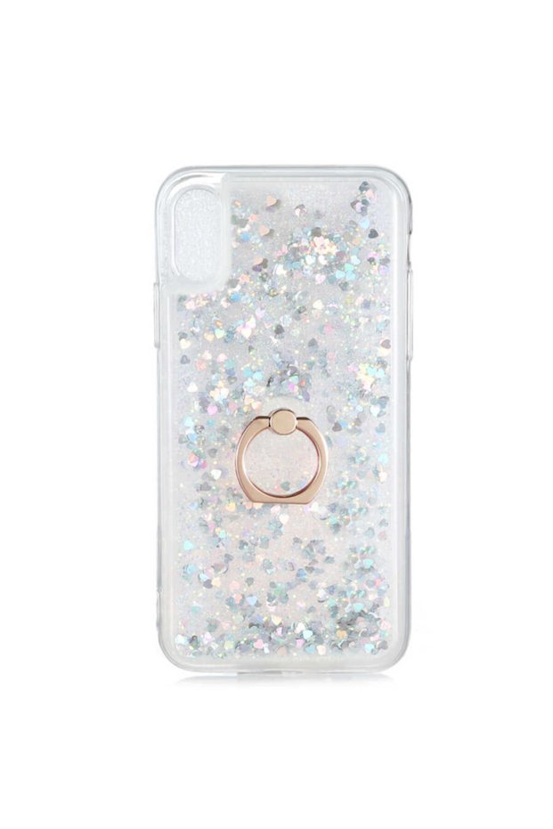Apple iPhone X - Case with Stand Ring and Liquid Sequin Flowing Liquid Milce Case