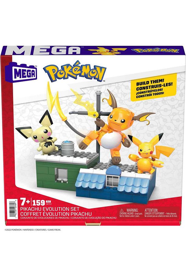 Action Figure Building Toys for Kids, Pikachu Evolution Set with 159 Pieces, 3 Poseable Characters - 7