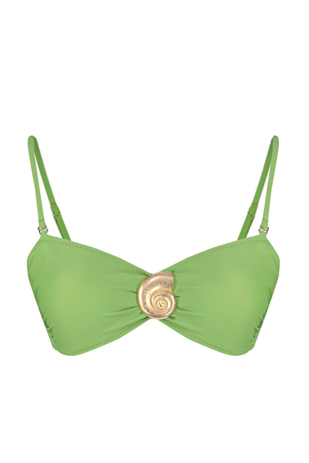 Yeşil Aksesuarlı Straplez Kaplı Bikini Üstü TBESS24BU00167 - 5