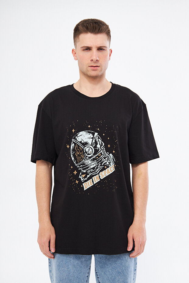 Astronot Temalı Oversize Tişört