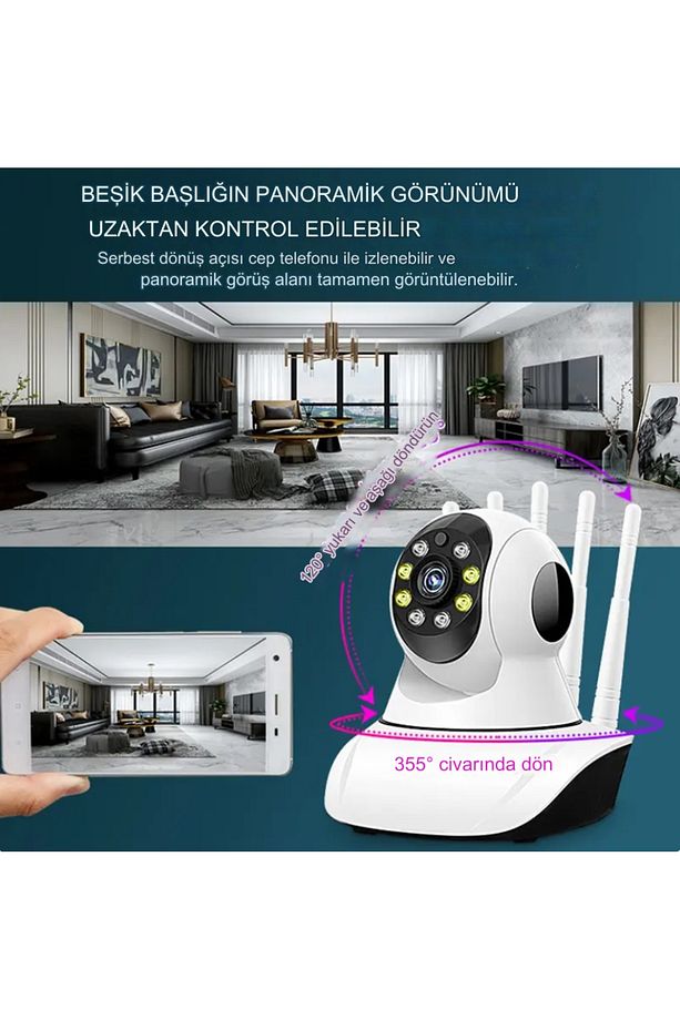 Full HD 1080P Harekete Duyarlı Gece Görüşlü Kablosuz Sesli Hırsız Bakıcı Denetim Akıllı IP Kamera - 7