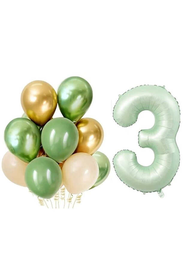Retro Water Green 3 Year Old Latex Balloon Set