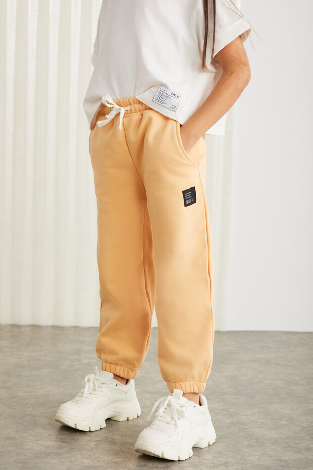 INGRID-GRM24033 75% pamuk 25% polyester süs etiketli şardonlu iplik kız çocuk jogger Yavruağzı Eşo - 4