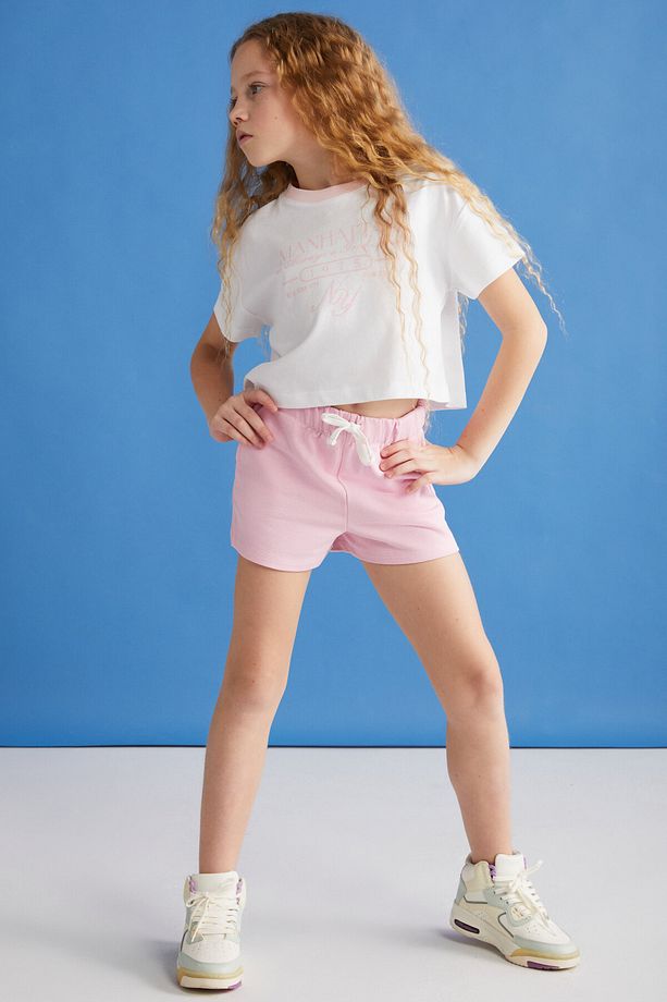Camila-grm24038 100% Pamuk 3 Iplik Kız Çocuk Şort Pembe Şort - 2