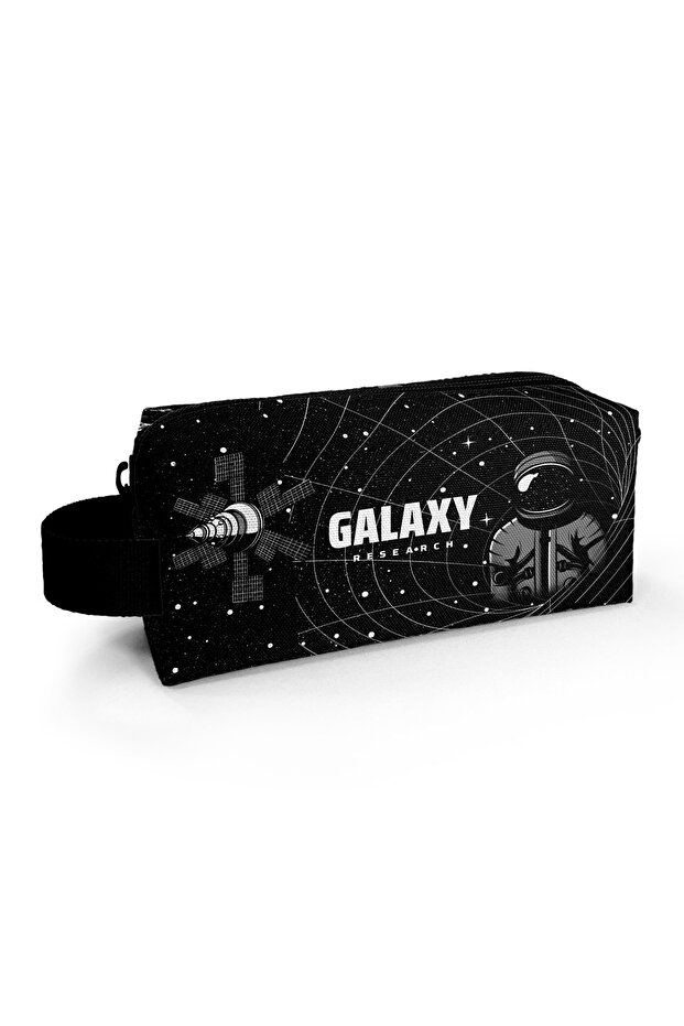 22084 Kids Black Galaxy Patterned Single Compartment Pen Bag
