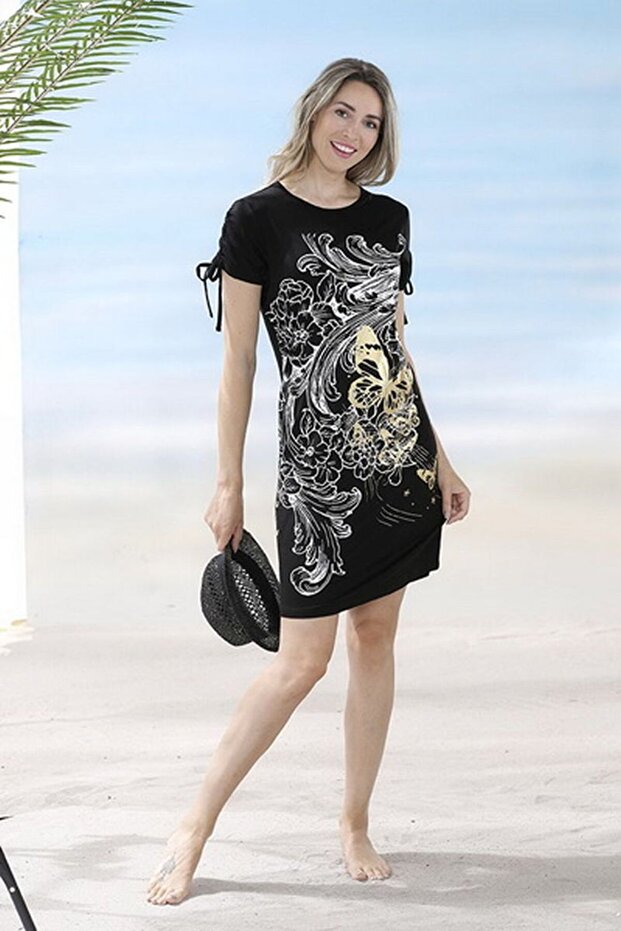 Black Foil Printed Dress