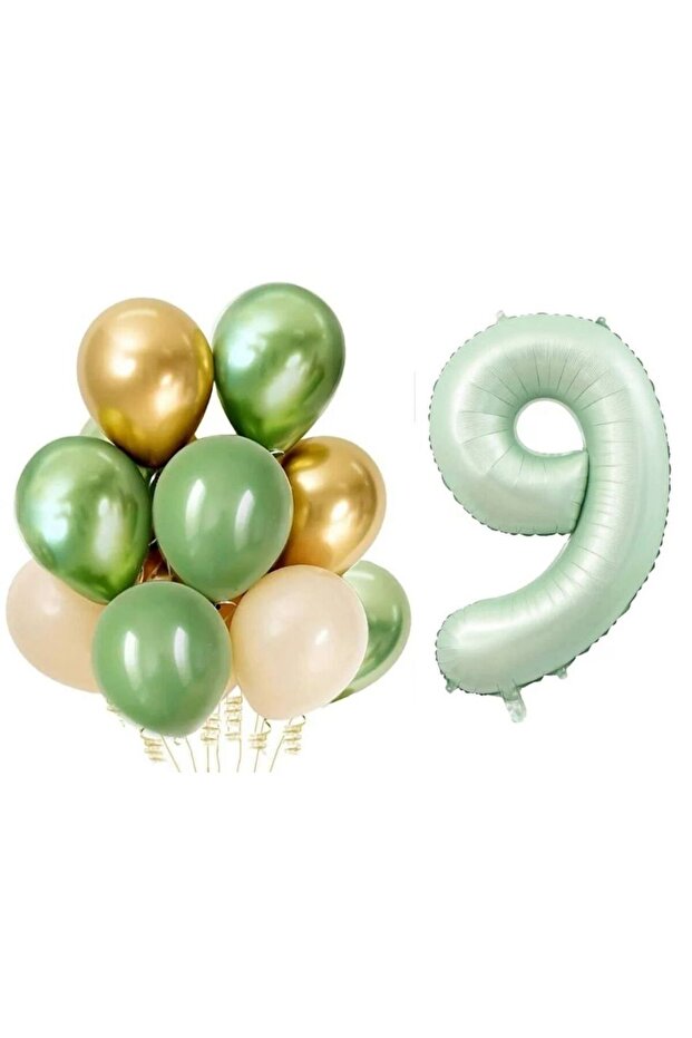 Retro Water Green 9 Year Old Latex Balloon Set