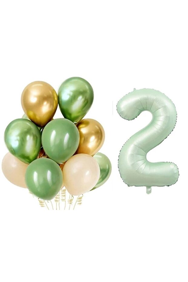 Retro Water Green 2 Year Old Latex Balloon Set