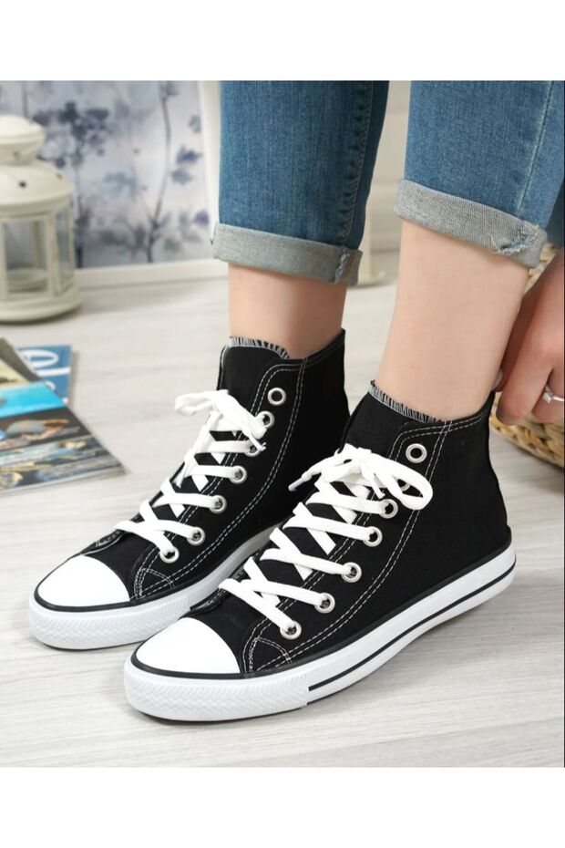Cnv Unisex Long Black Linen Sports Shoes