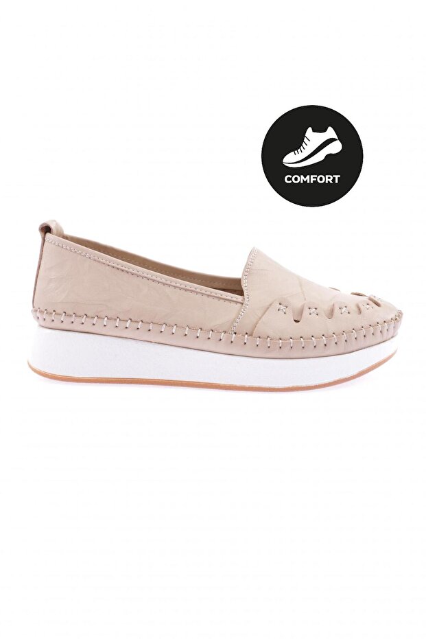 Women's Comfort Shoes Beige Genuine Leather 953311