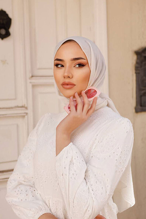 1073 Dantelli Elbise Beyaz - 2