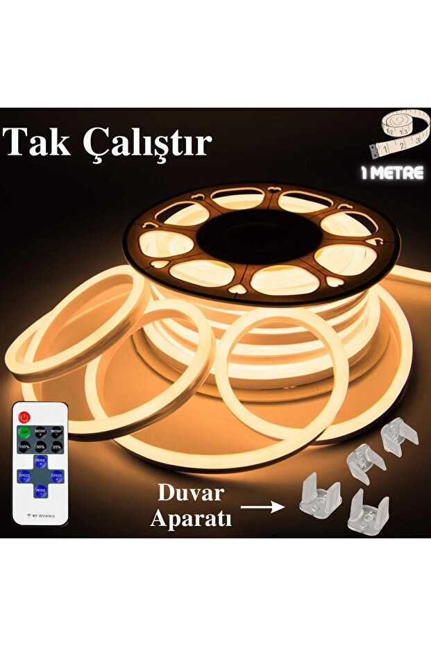 Neon Esnek Şerit Led Tak Çalıştır Kumandalı - Dimmer- Gün Işığı 1 Metre - 1