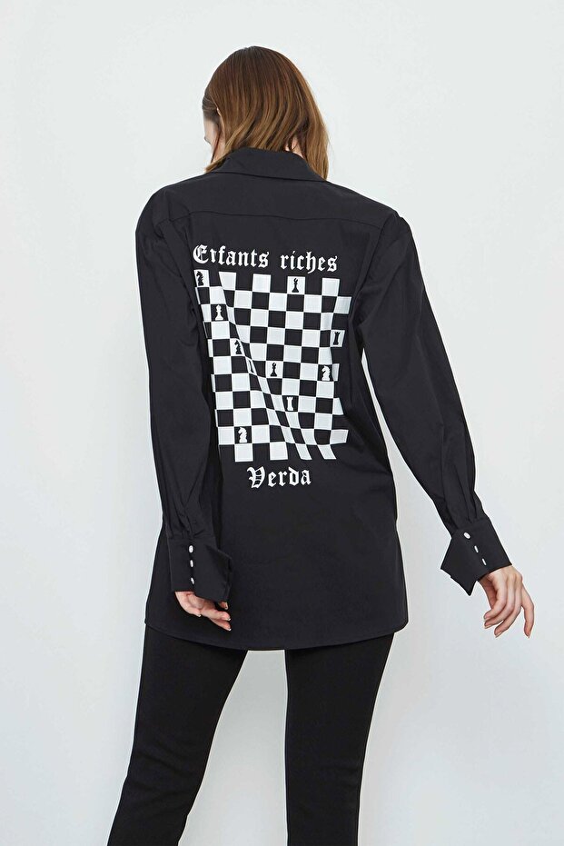 Kadın Satranç Baskılı Gömlek - 5