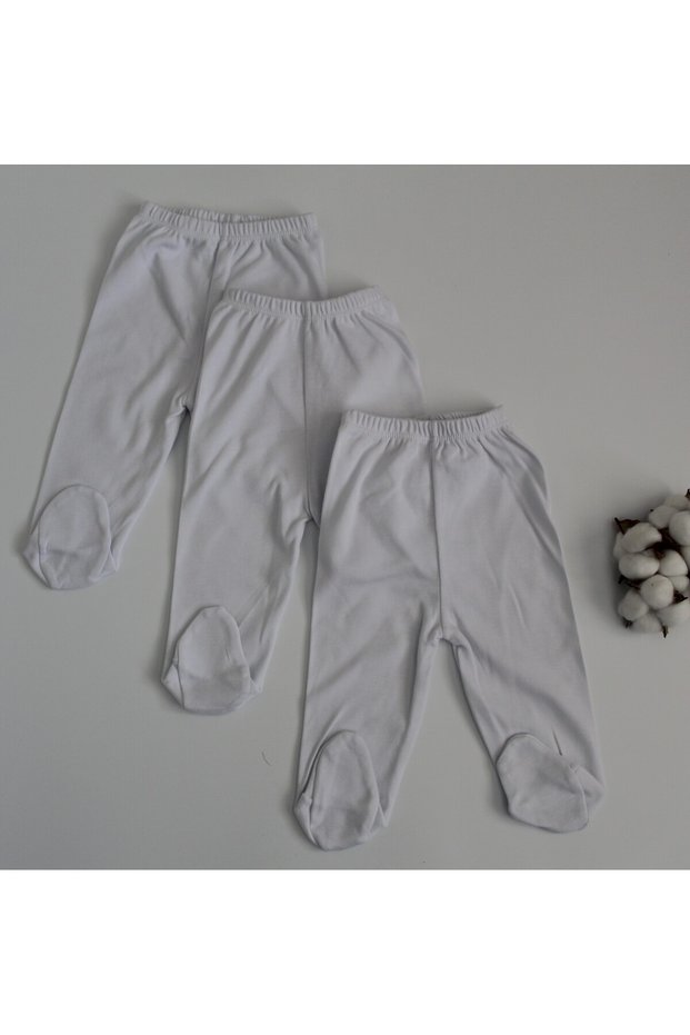 Unisex Baby Combed Organic Cotton 0-6 Months Baby Single Bottom Set of 3 with Booties