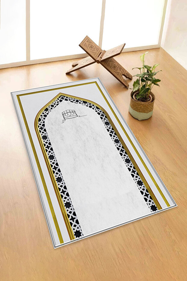 Digital Printed Prayer Rug Velvet Textured Dowry Holder Gift Washable Non-Slip Based Prayer Prayer Rug