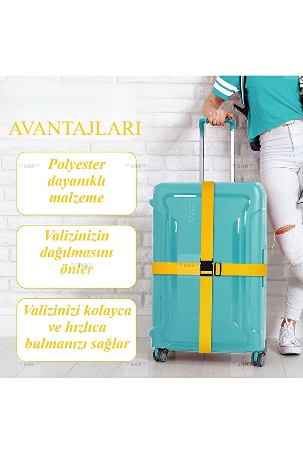 4 Adet Valiz Bavul Emniyet Kemeri Sarı - 2
