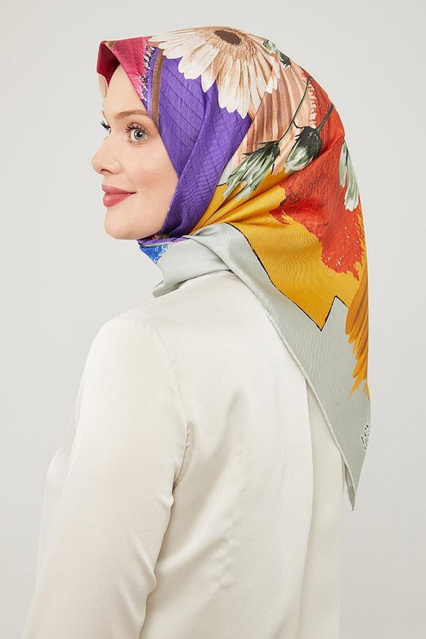 Mint Yeşili Çiçek Desen Pure Saf İpek - 3