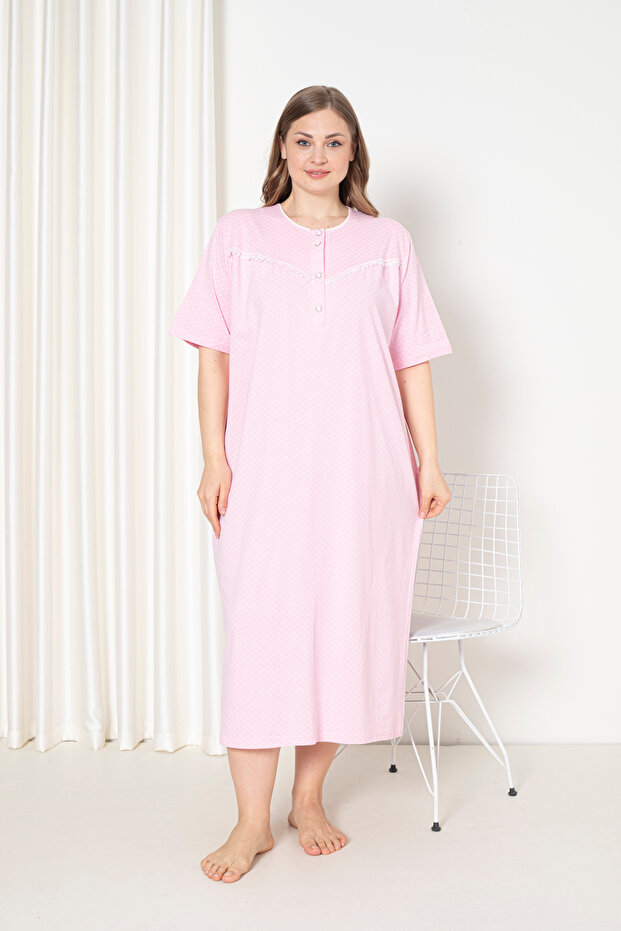 100% Cotton Combed Cotton Short Sleeve Plus Size Mother's Nightgown 051