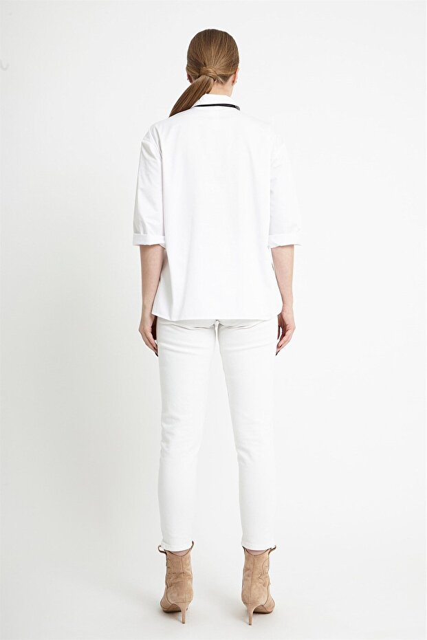 Beyaz Jean Pantolon - 5