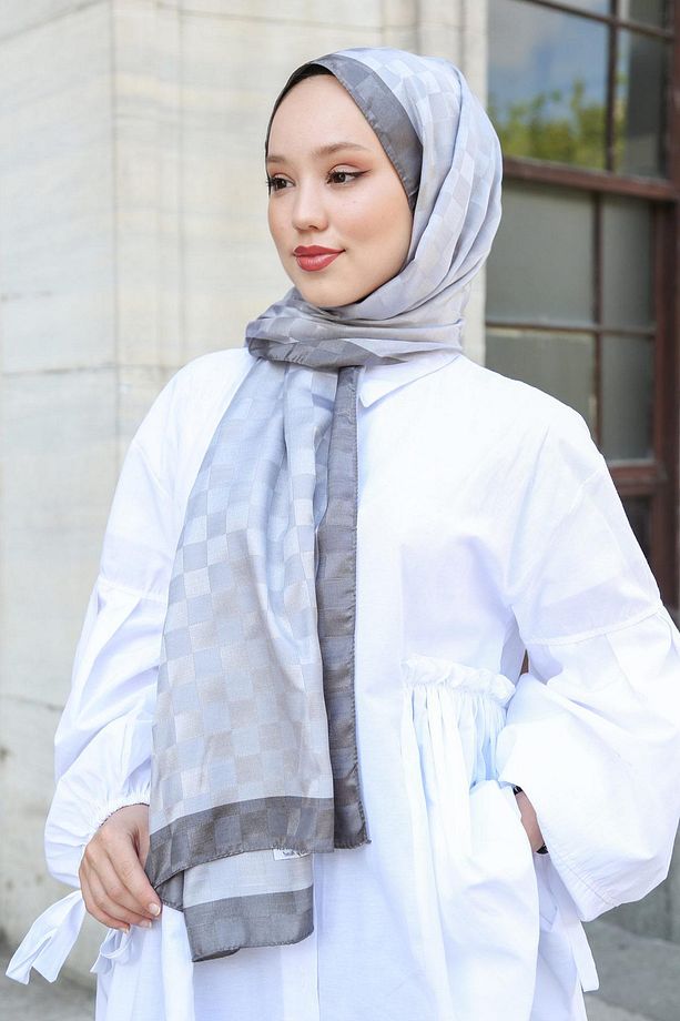 Dama Desenli Monogram Şal Monov03-01 - 4