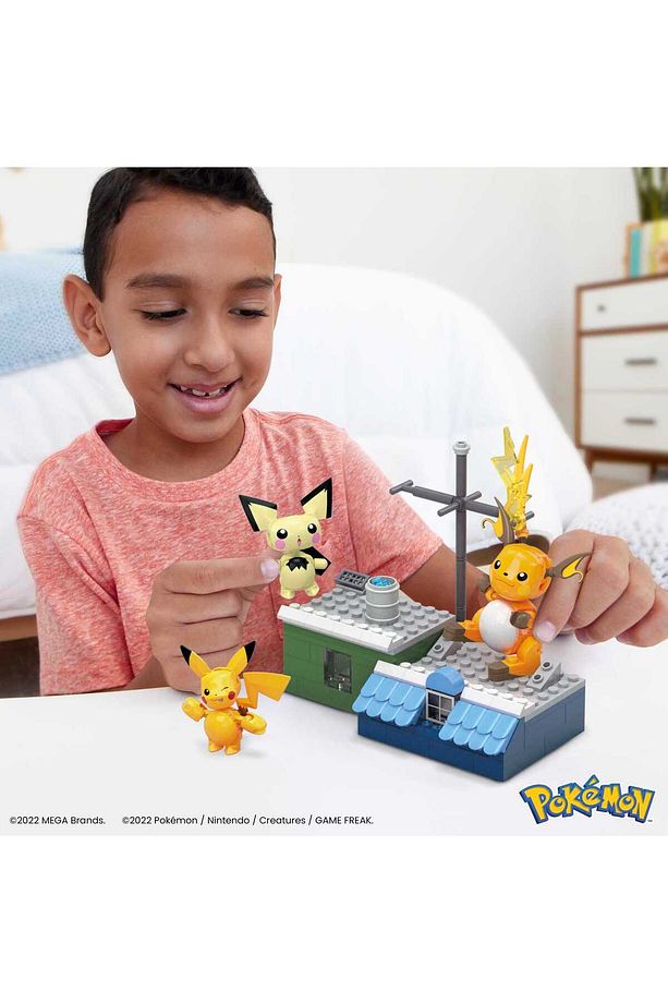 Action Figure Building Toys for Kids, Pikachu Evolution Set with 159 Pieces, 3 Poseable Characters - 3