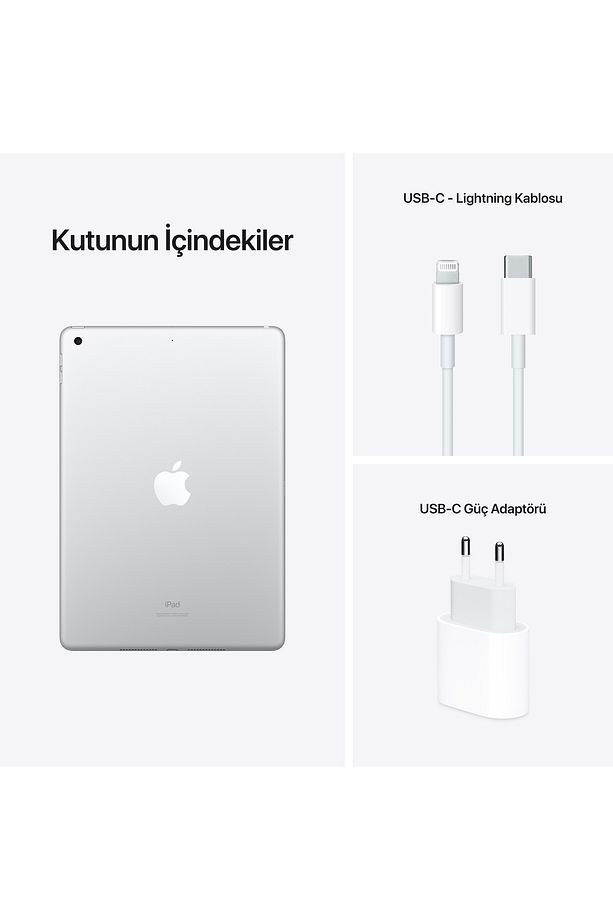 iPad 9. Nesil 256 GB 10.2" Wi-Fi+Cellular Gümüş Tablet (Apple Türkiye Garantili) MK4H3TU/A - 10