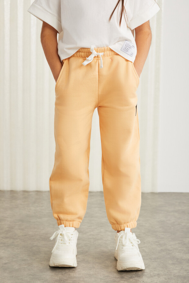 INGRID-GRM24033 75% pamuk 25% polyester süs etiketli şardonlu iplik kız çocuk jogger Yavruağzı Eşo - 5