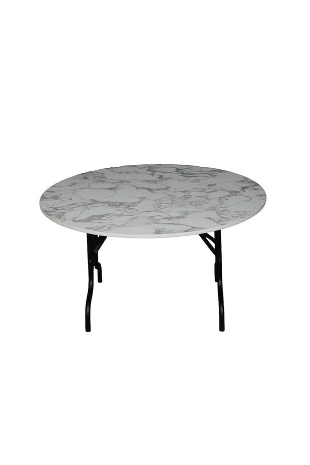 130 Cm Yuvarlak Katlanır Mermer Desen Metal Yüksek Ayaklı Gri Ayak Masa - 1