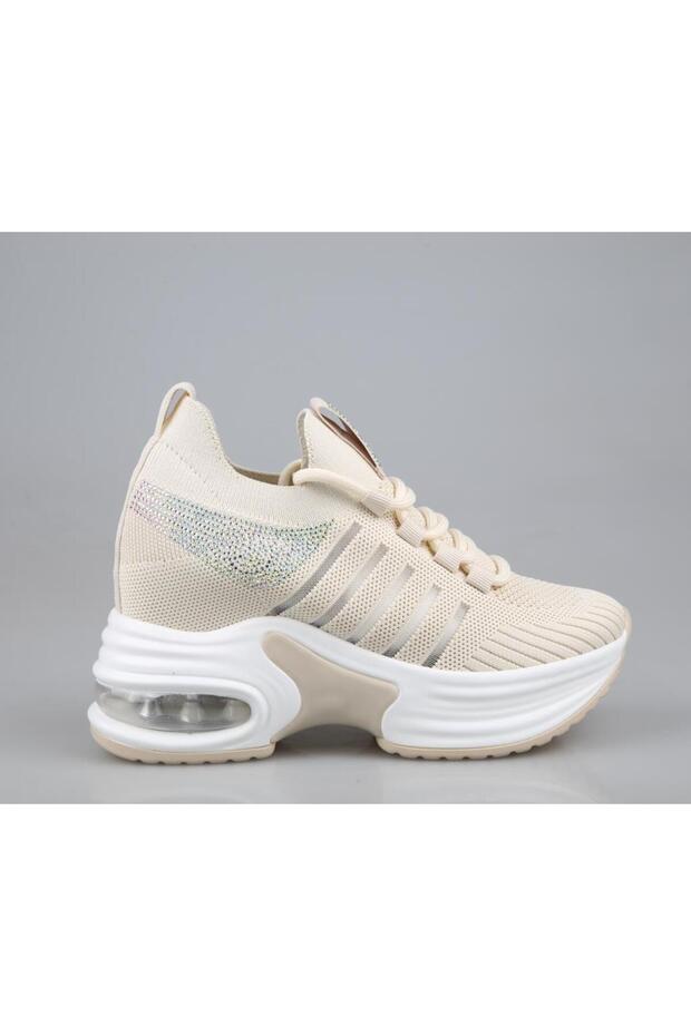 24Y300-14 Filled Heel Beige Women's Sneakers