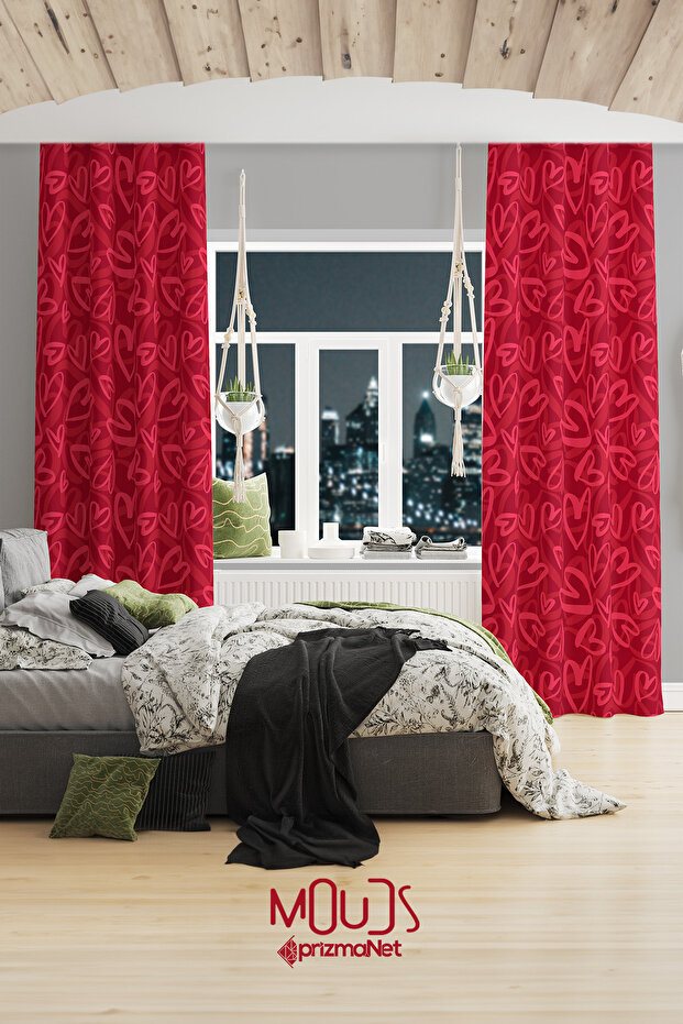 الأحمر الوردي قلوب منقوشة الجلد المدبوغ غرفة المعيشة قاعة خلفية الستار اكسترافور الرباط 2 أجنحة PRD-1044