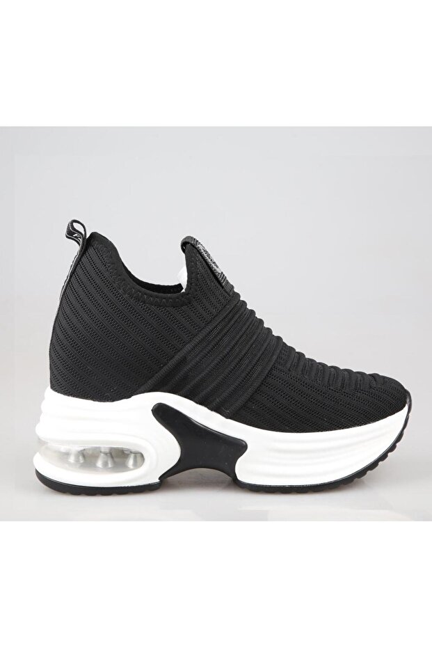 24Y300-8 Wedge Heel Black Women's Sneakers
