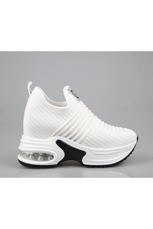 24Y300-8 Wedge Heel White Women's Sneakers