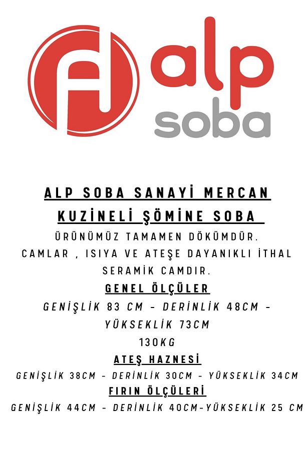 Alp Soba Sanayi Mercan Kuzineli Döküm Şömine Soba - 3