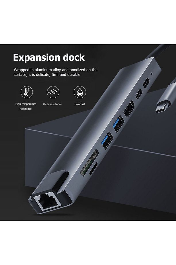 SB Çoklayıcı 8in1 Hub Type-C 4K Hdmı SD TF Kart Okuyucu Usb 3.0 Okuyucu Adaptör - 5