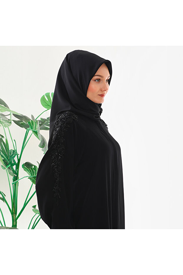 Quality Luxury Abaya Dubai Silk Fabric Hand Embroidered Lace Arabic Exclusive Feraje Abaya