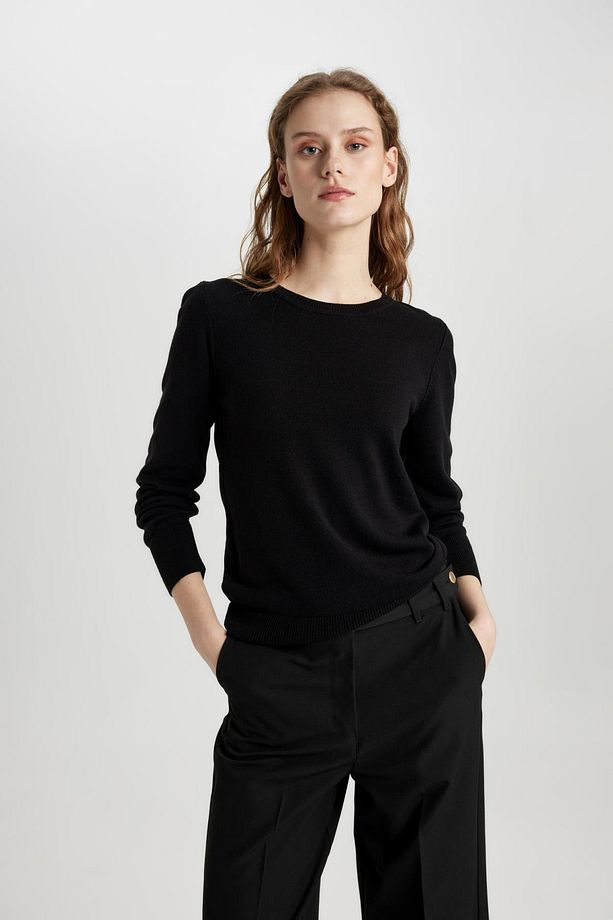 Regular Fit Yumuşak Dokulu Bisiklet Yaka Basic Düz Triko Kazak F7091az24wn - 3
