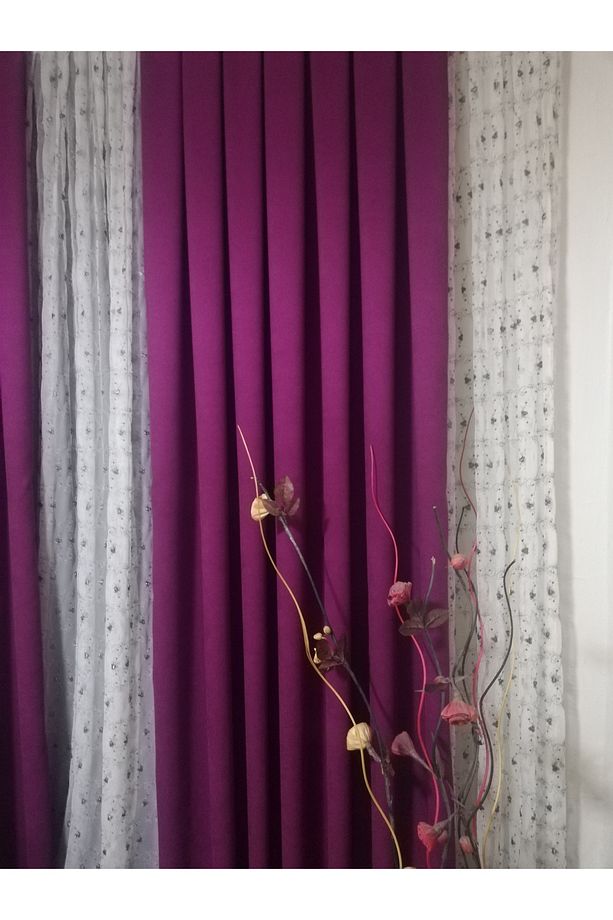 Vişne Sık Pileli 1x3 Fon Perde Tek Kanat 9204 - 5