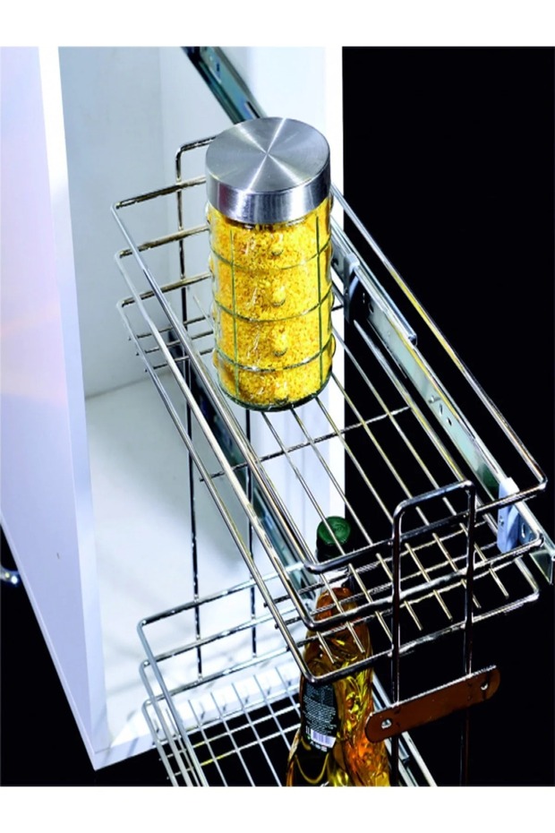 Side Telescopic (with Brake) In-Cabinet Bottle Holder-Detergent Holder 20.5cm