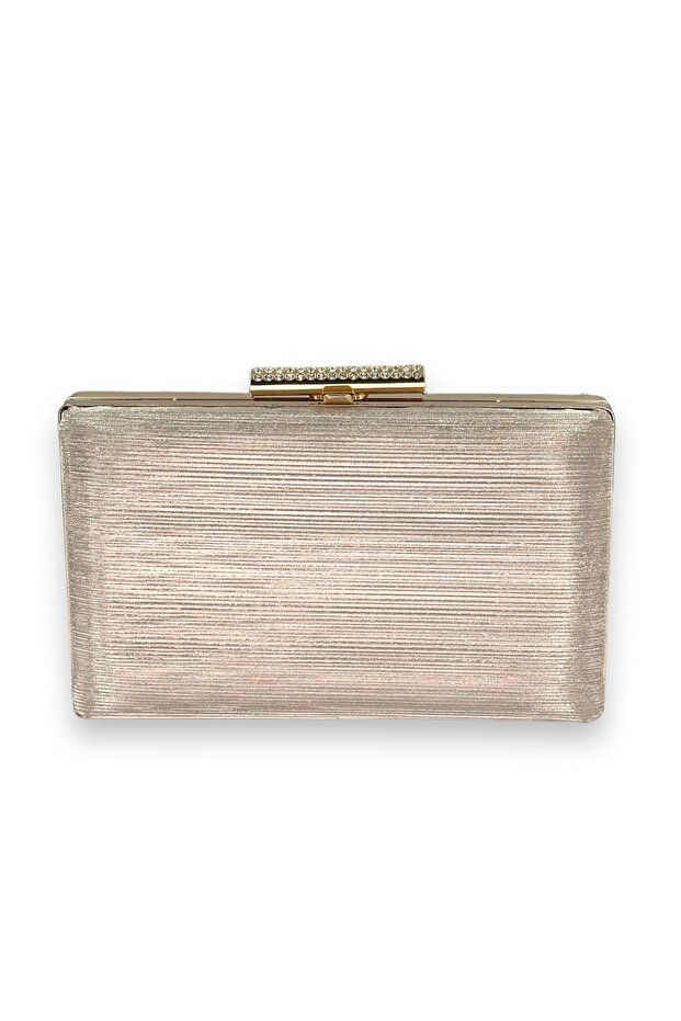 Gold Gold Color Imported Laser Patterned Striped Evening Dress Evening Bag Engagement Wedding Invitation Prom