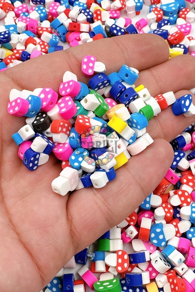 10mm Colorful Mushroom Figure Bead Accessory Bead (100 Pieces)