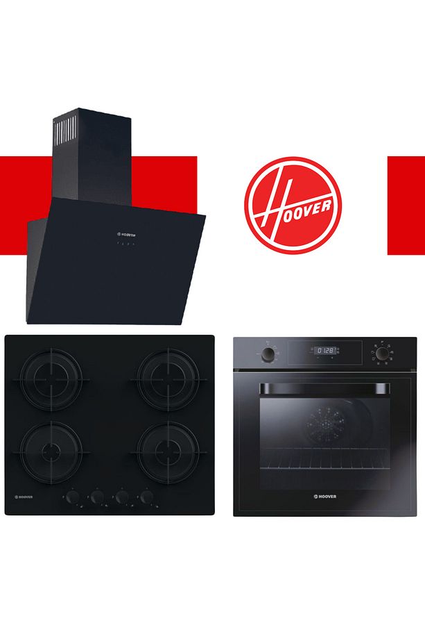 Siyah Cam Ankastre Set (HDG6C2GBTK Davlumbaz, HVW6MBB Ocak, HOT3051BI/E Fırın) - 1
