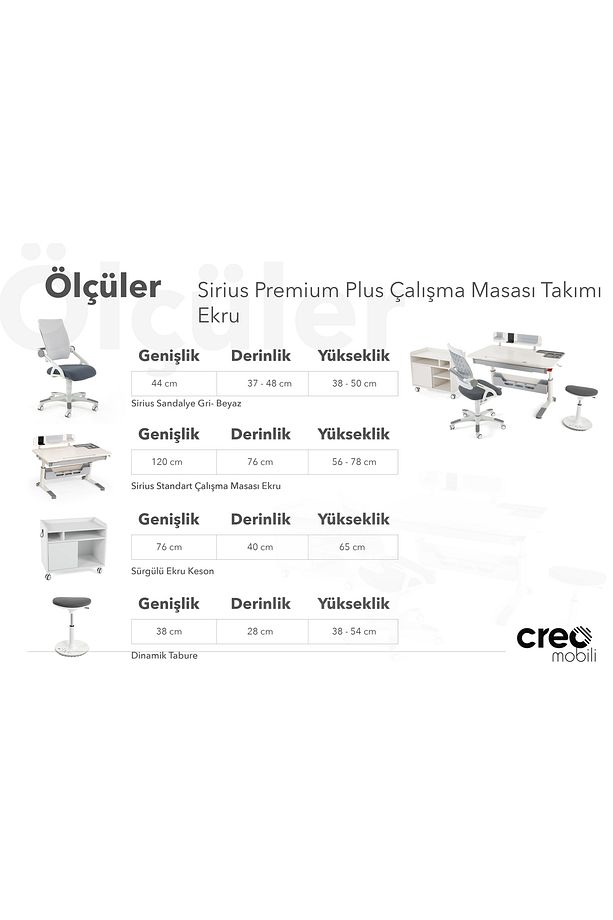 Yükseklik Ve Eğim Ayarlı, Sirius Premium Plus Bilgisayar Ve Çalışma Masası Takımı Ekru/mavi - 6
