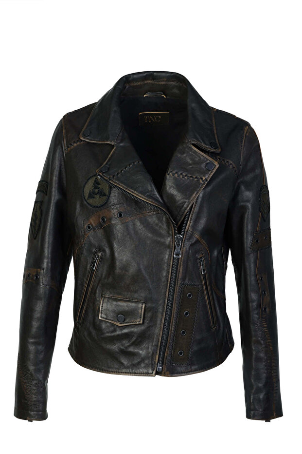 Women's Genuine Leather Black Antique Leather Coat