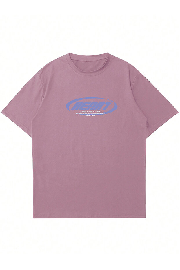 Unisex Heart Printed Crew Neck Oversize T-shirt