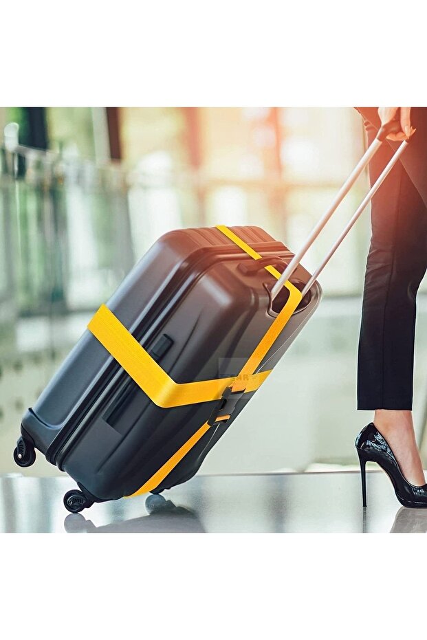 4 Adet Valiz Bavul Emniyet Kemeri Sarı - 4