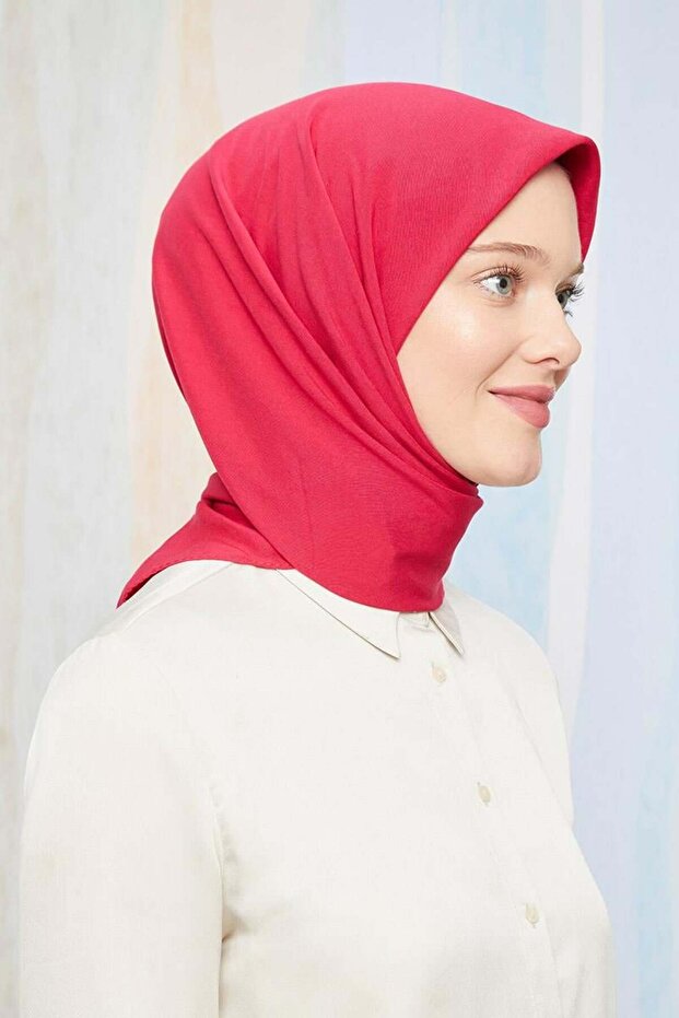 Fuşya Pamuk Cazz Kare Eşarp - 1