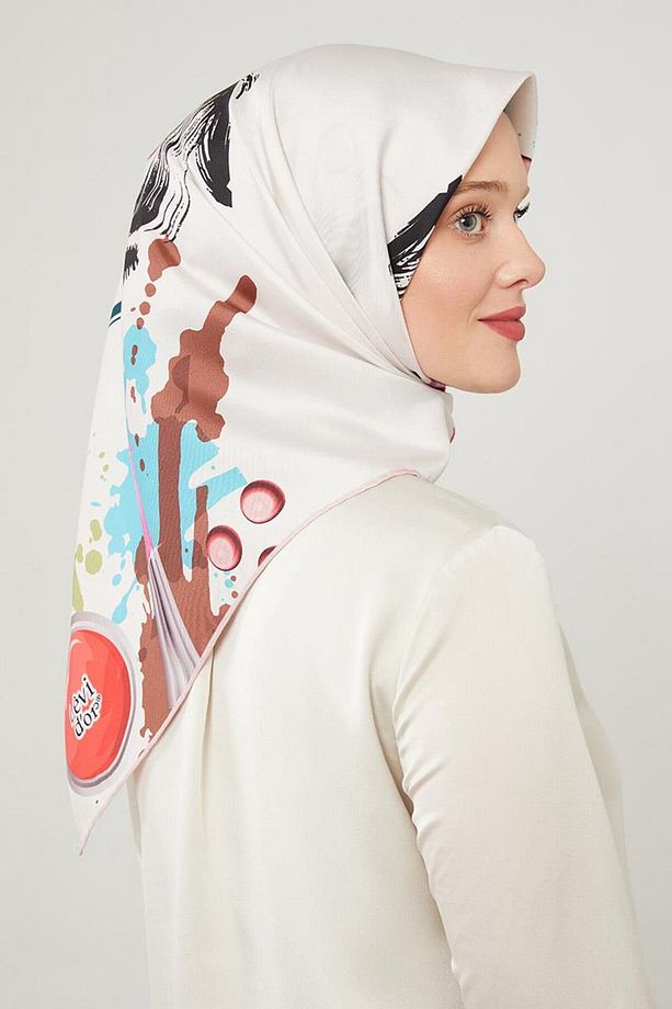 Pembe Karışık Desen Pure Ipek Eşarp - 2