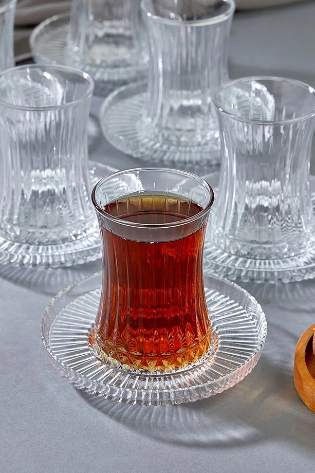 Elysia Çay Bardağı ve Riva Çay Tabağı Seti - Şeffaf - 2