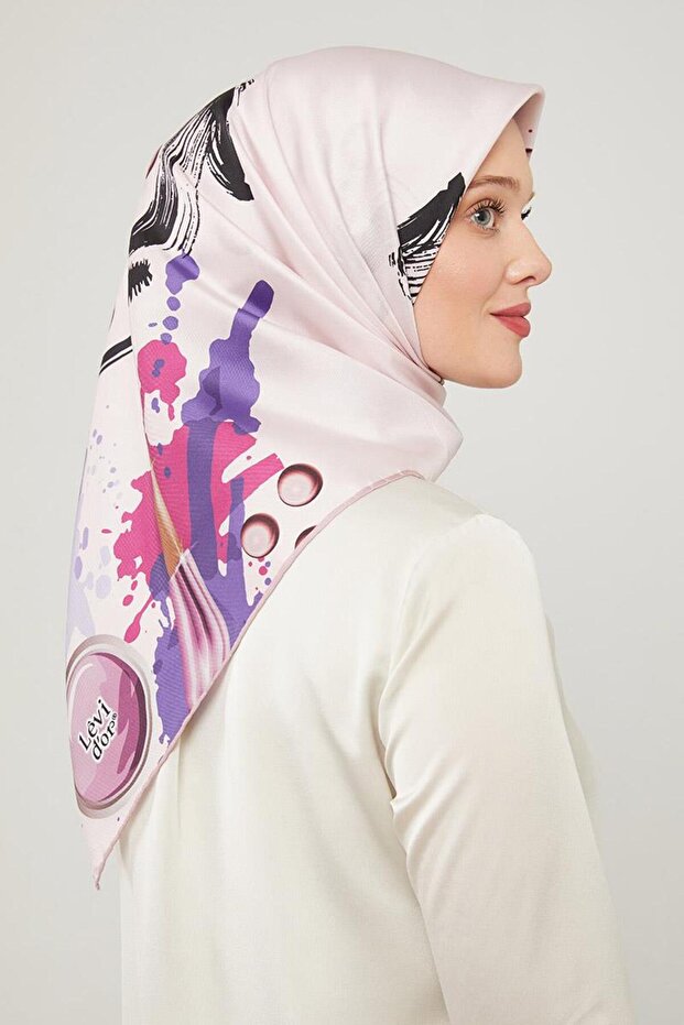 وشاح من الحرير الخالص بنمط مختلط أرجواني - 2