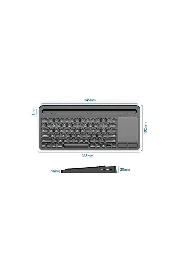 Rose Teknoloji Bk281 Bluetooh Wıreless Keyboard Siyah Touchpad Kablosuz Uyumlu Q Klavye - 2